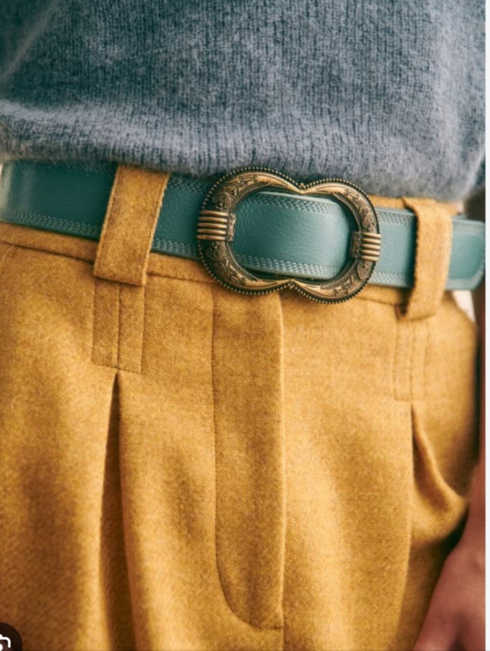 Sezane Blue Gaia Suede Belt